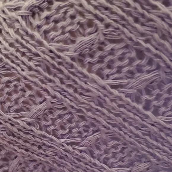 We The Free Lavender Textured Open Knit Top Slouchy Long Sleeve Raw Hem Size M - Picture 7 of 10